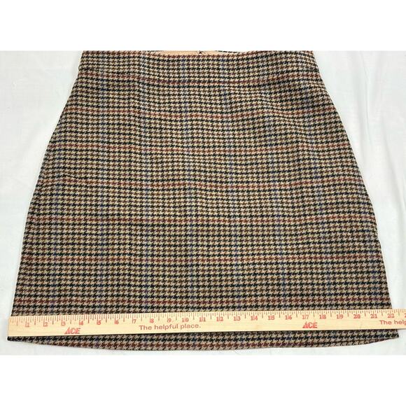 J.Crew Factory Wool-Blend Lined Mini Skirt Houndstooth Brown Size 10 Preppy - Picture 9 of 9